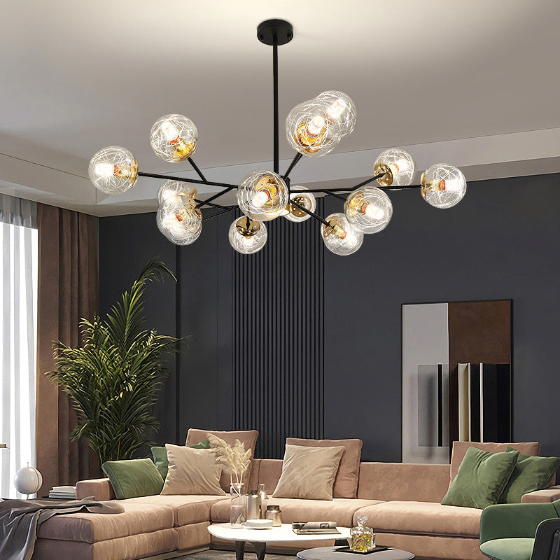 Postmodern Metal Ceiling Light Sputnik Shape Multi-light Pendant