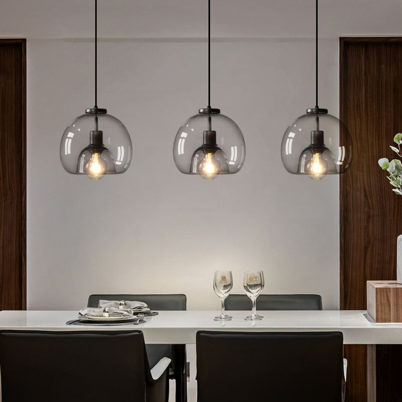 Black Spherical Glass Pendant Light