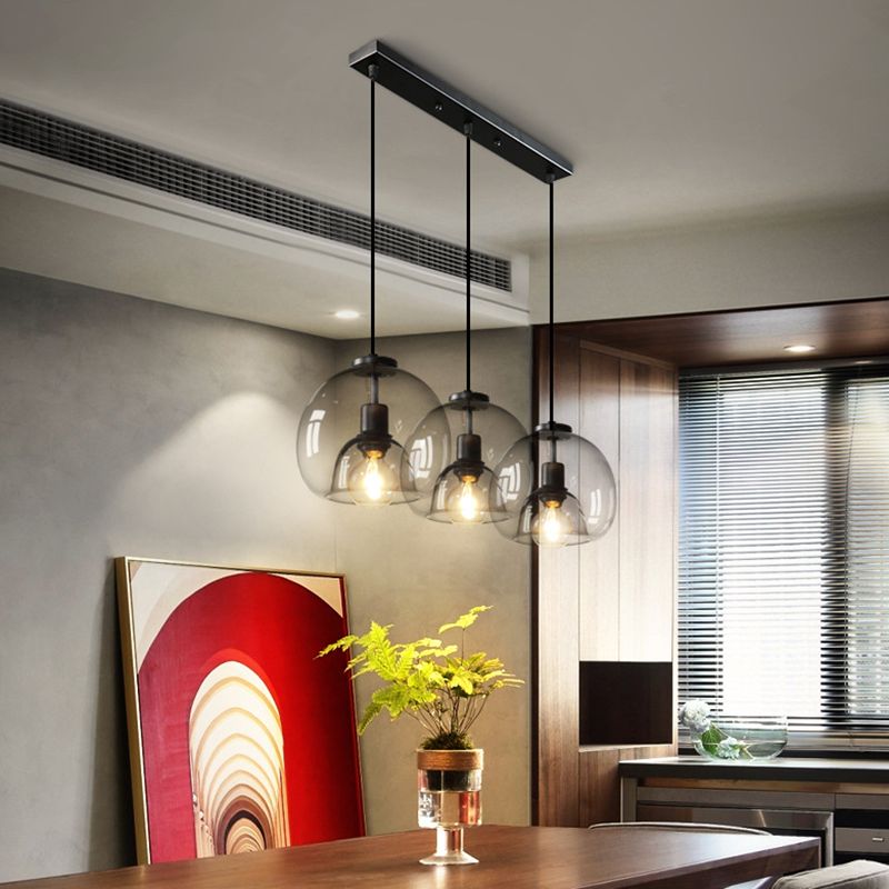 Black Spherical Glass Pendant Light