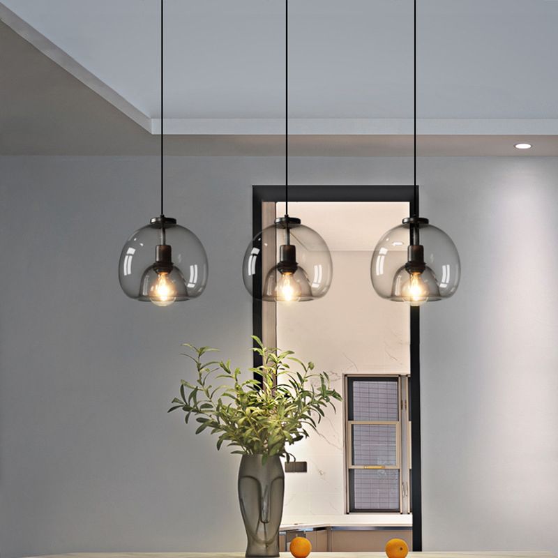 Black Spherical Glass Pendant Light
