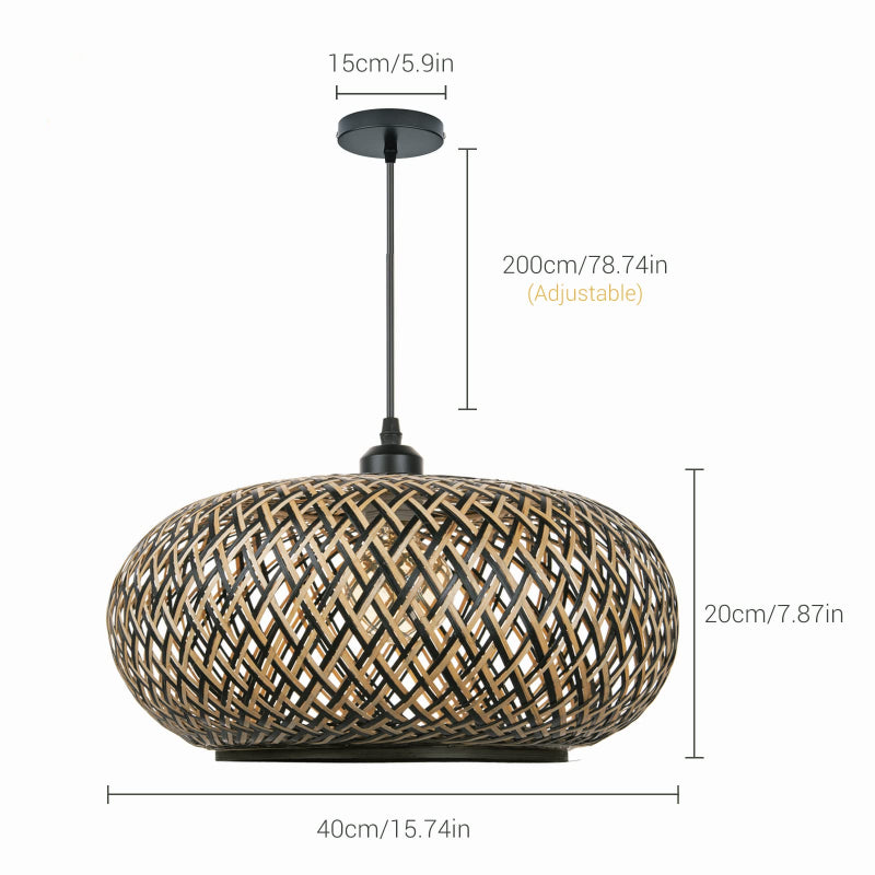 Boho Hanging Lamp with Bamboo Lampshade