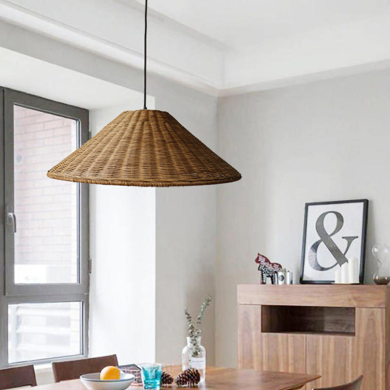 Wicker Cone Lamp Shade Hanging Rattan Pendant Light