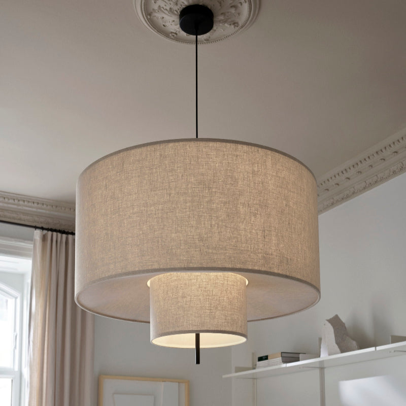 Modern Fabric Shade Pendant Lights Cylinder Shape