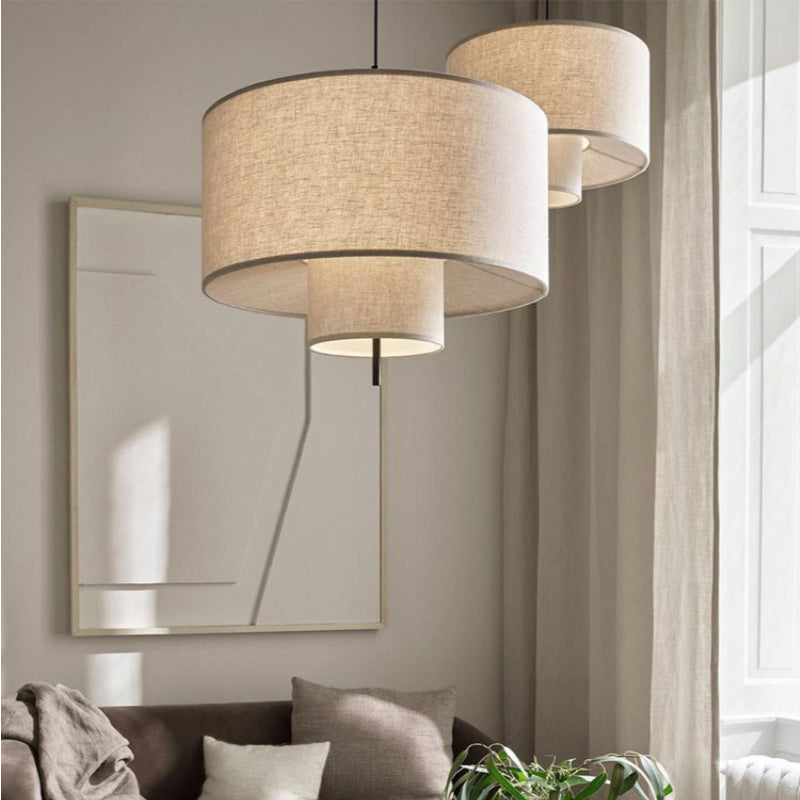 Modern Fabric Shade Pendant Lights Cylinder Shape