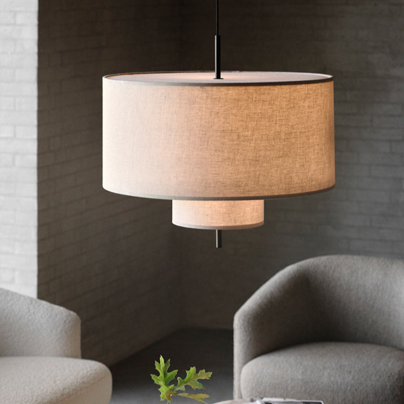 Modern Fabric Shade Pendant Lights Cylinder Shape