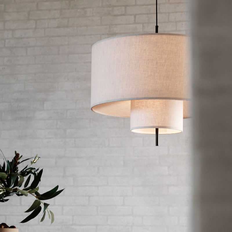Modern Fabric Shade Pendant Lights Cylinder Shape