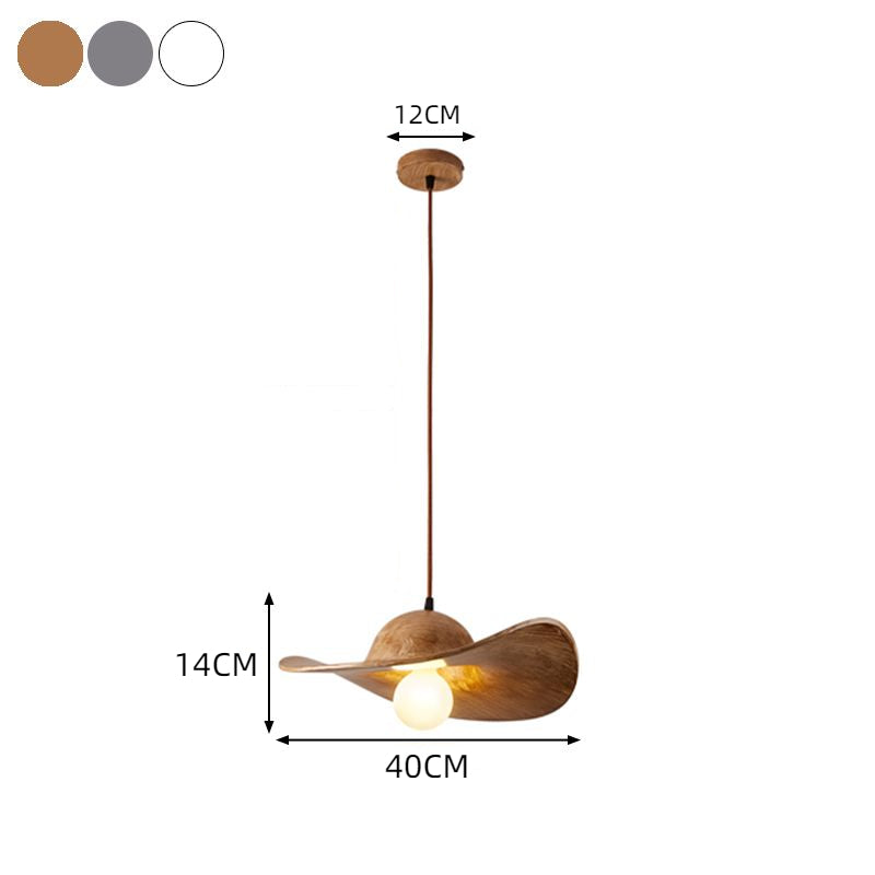 Modern Straw Hat Ceiling Lamp Resin Shade
