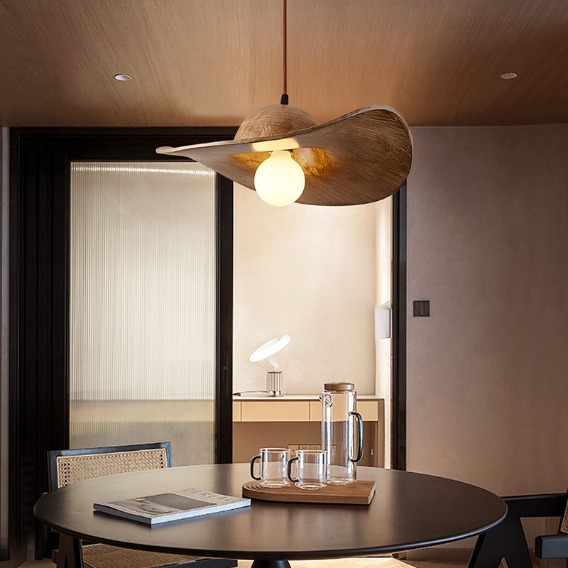 Modern Straw Hat Ceiling Lamp Resin Shade