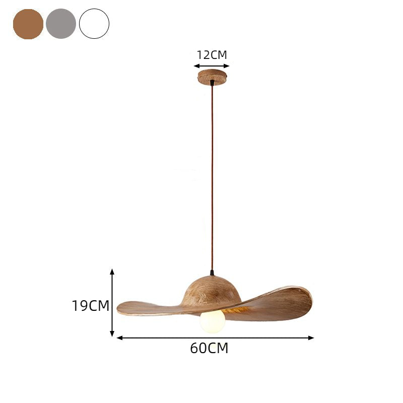 Modern Straw Hat Ceiling Lamp Resin Shade