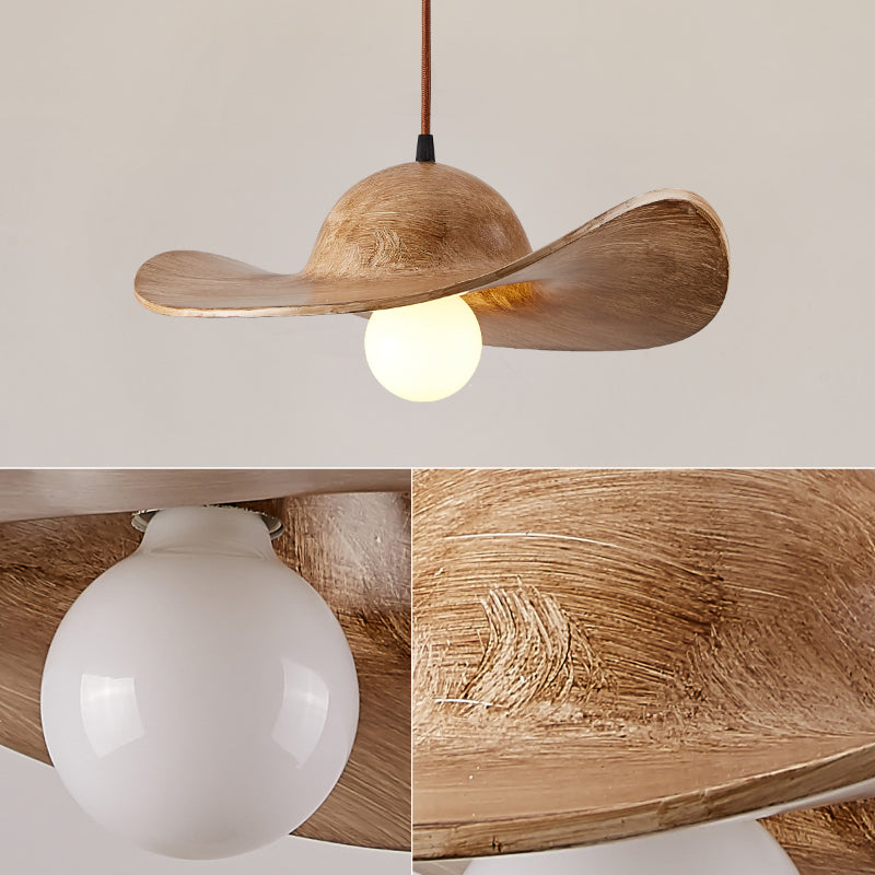 Modern Straw Hat Ceiling Lamp Resin Shade