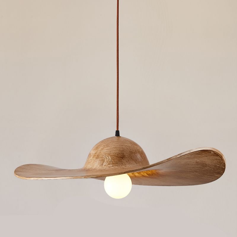 Modern Straw Hat Ceiling Lamp Resin Shade