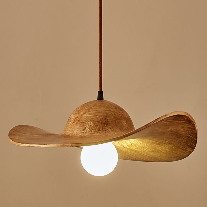 Modern Straw Hat Ceiling Lamp Resin Shade