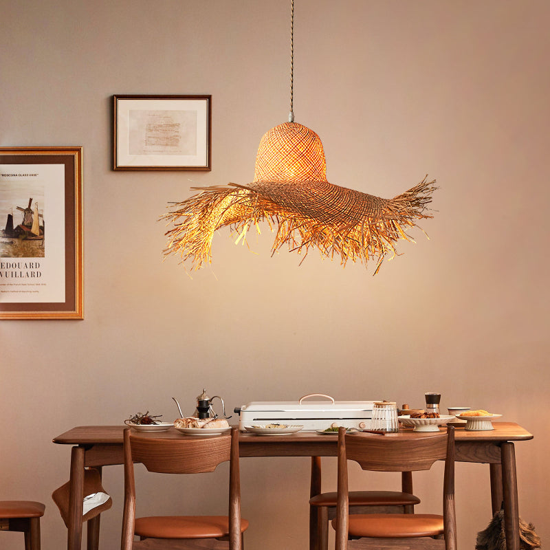 Coastal Style Handmade Straw Hanging Lamp