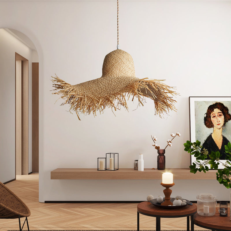 Coastal Style Handmade Straw Hanging Lamp