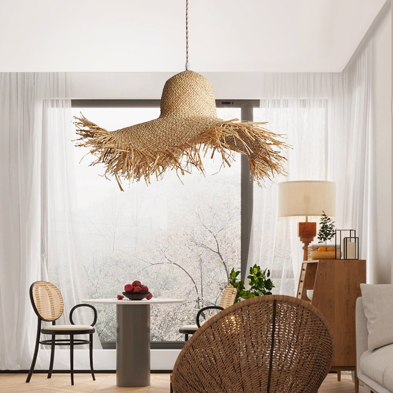 Coastal Style Handmade Straw Hanging Lamp