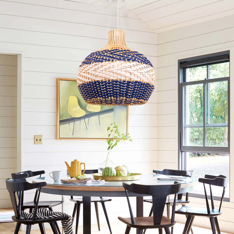Rattan Pendant Light Hand Woven Coastal Decor