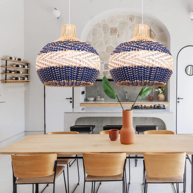 Rattan Pendant Light Hand Woven Coastal Decor