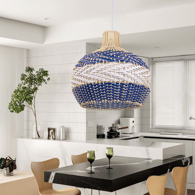Rattan Pendant Light Hand Woven Coastal Decor