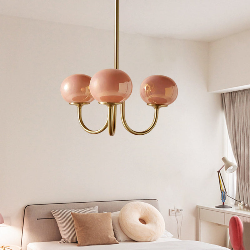 Milk Pink Glass Pendant Light Bubble Chandelier