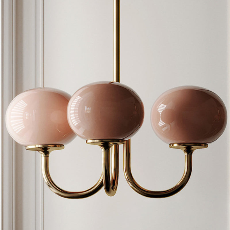 Milk Pink Glass Pendant Light Bubble Chandelier