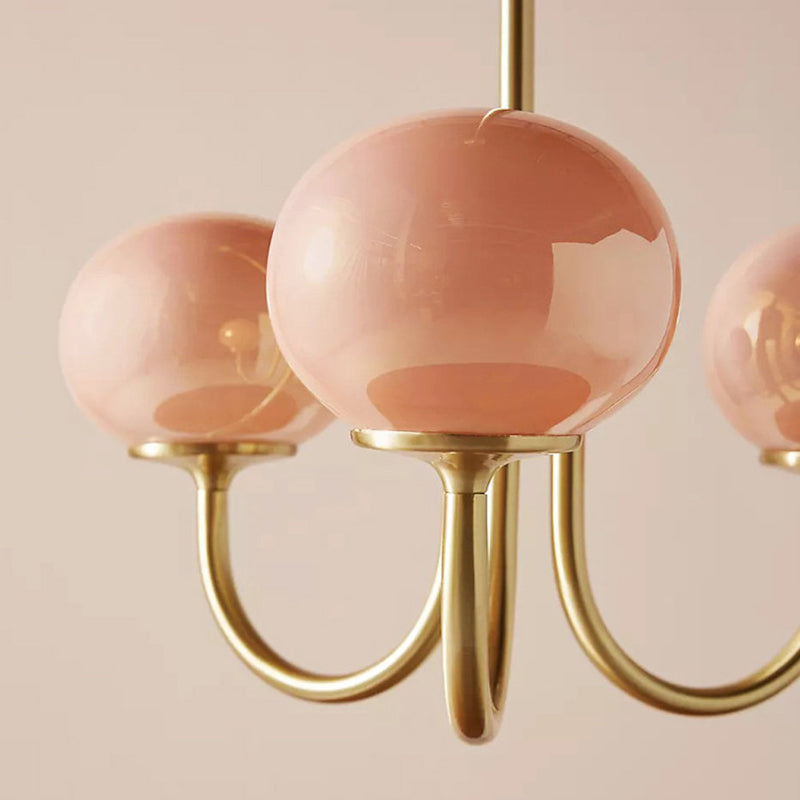 Milk Pink Glass Pendant Light Bubble Chandelier