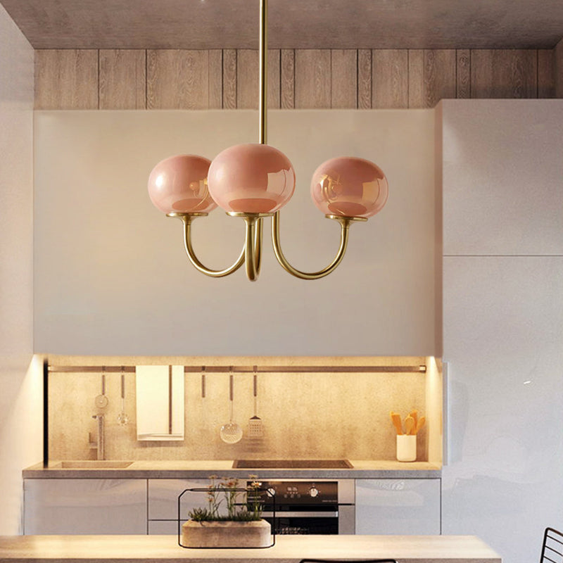 Milk Pink Glass Pendant Light Bubble Chandelier