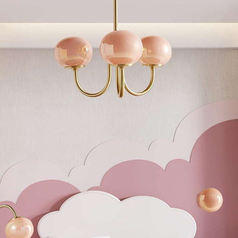 Milk Pink Glass Pendant Light Bubble Chandelier