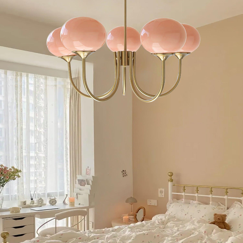 Milk Pink Glass Pendant Light Bubble Chandelier