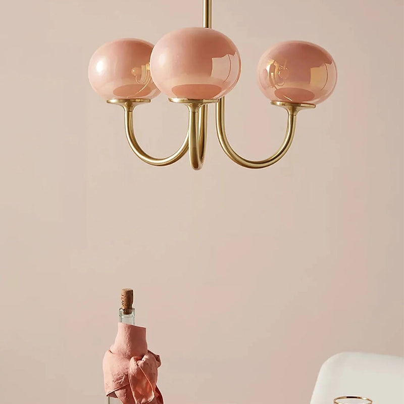 Milk Pink Glass Pendant Light Bubble Chandelier