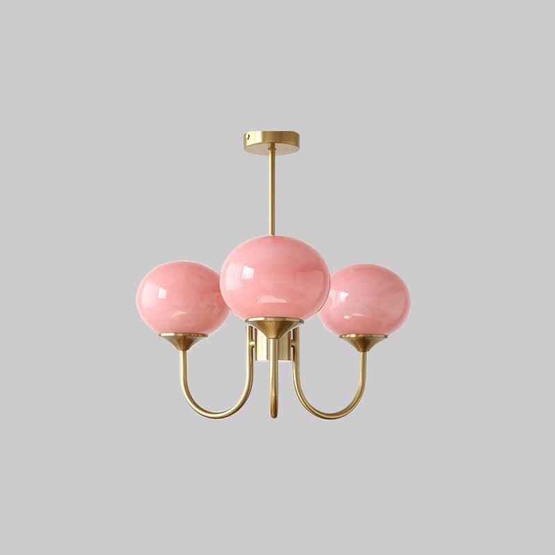 Milk Pink Glass Pendant Light Bubble Chandelier