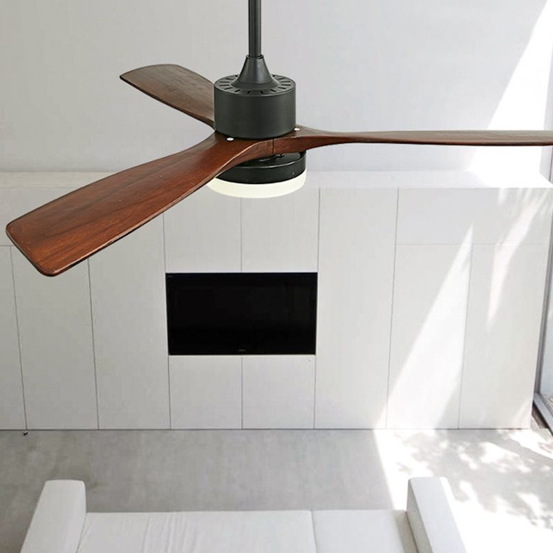 Contemporary Ceiling Fan Light Fixture Wooden LED Ceiling Lamp 42''