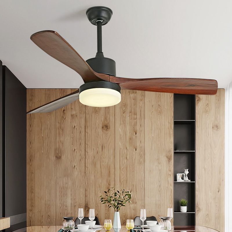 Contemporary Ceiling Fan Light Fixture Wooden LED Ceiling Lamp 42''