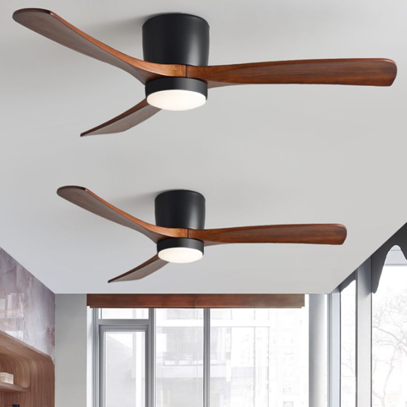 Contemporary Ceiling Fan Light Wooden LED Ceiling Flush Mount