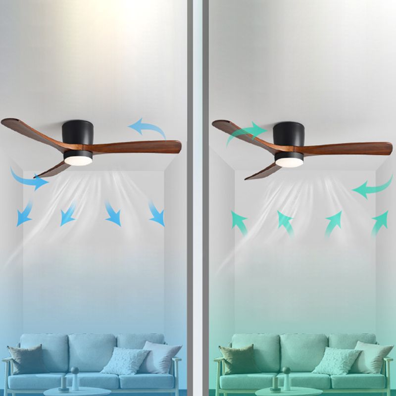 Contemporary Ceiling Fan Light Wooden LED Ceiling Flush Mount
