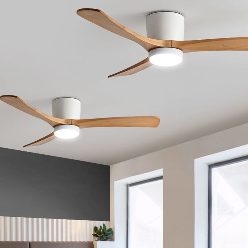 Contemporary Ceiling Fan Light Wooden LED Ceiling Flush Mount