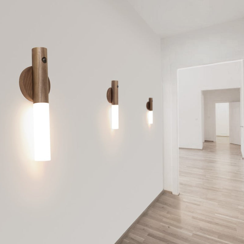 Motion Sensor Night Lights Wooden Wall Sconce