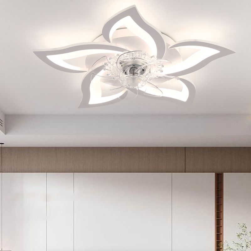 Metal Flower Shape Ceiling Fan Modern Style