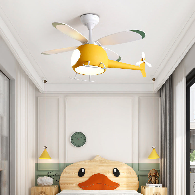 4-Blade Helicopter Pendant Fan Lighting Kids Style
