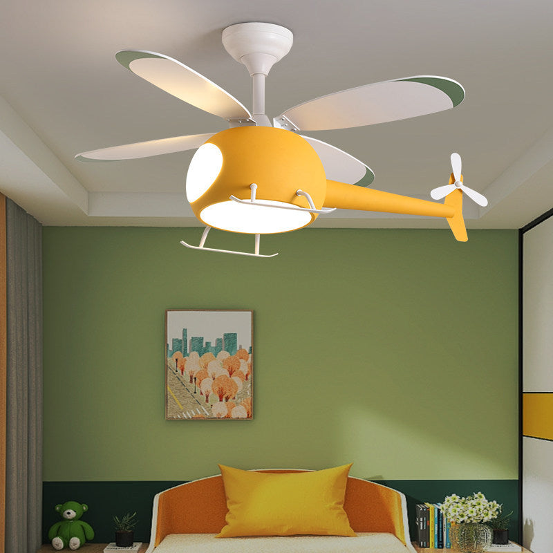 4-Blade Helicopter Pendant Fan Lighting Kids Style