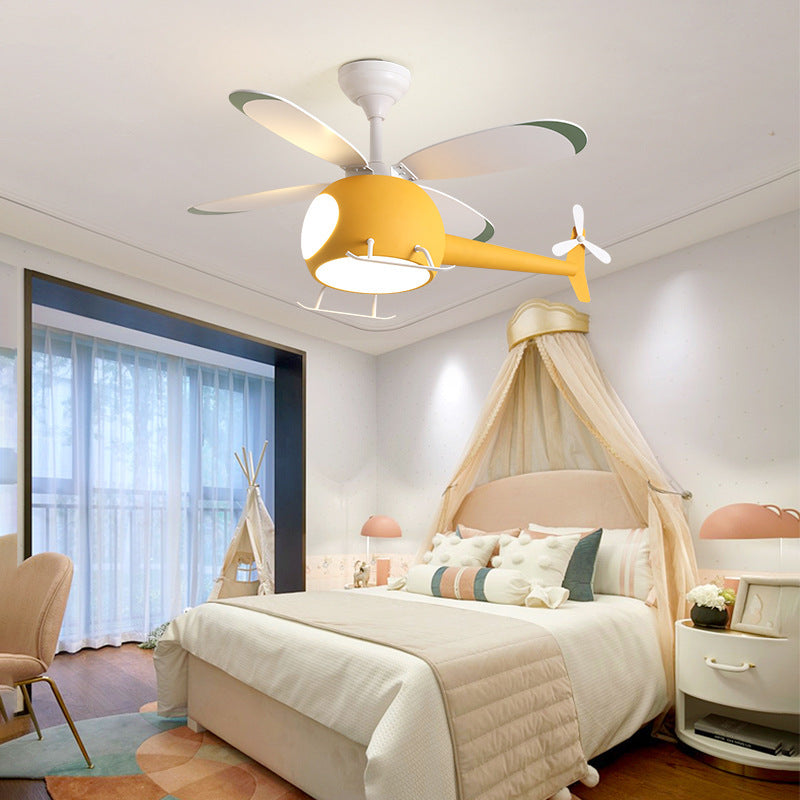 4-Blade Helicopter Pendant Fan Lighting Kids Style