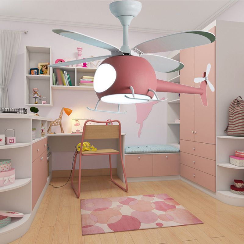 4-Blade Helicopter Pendant Fan Lighting Kids Style