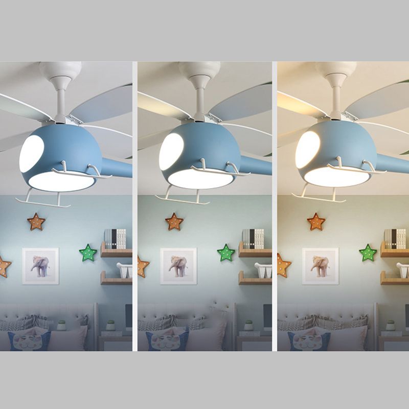 4-Blade Helicopter Pendant Fan Lighting Kids Style