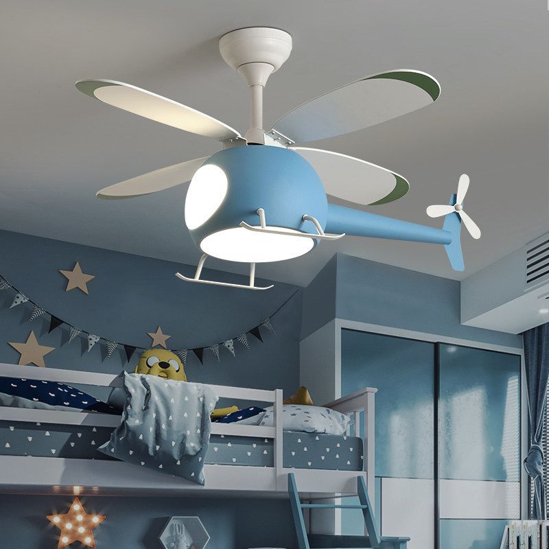 4-Blade Helicopter Pendant Fan Lighting Kids Style