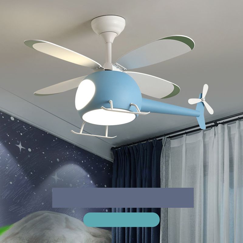 4-Blade Helicopter Pendant Fan Lighting Kids Style