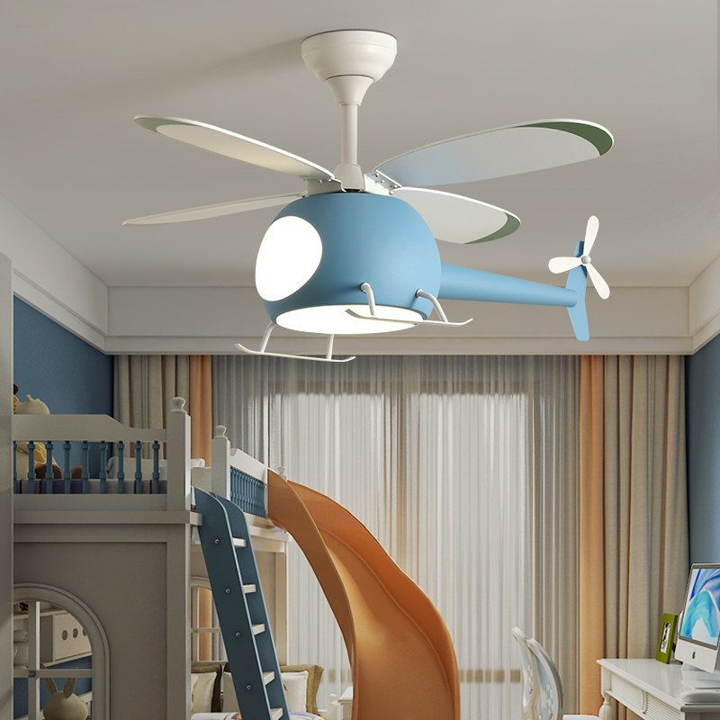 4-Blade Helicopter Pendant Fan Lighting Kids Style