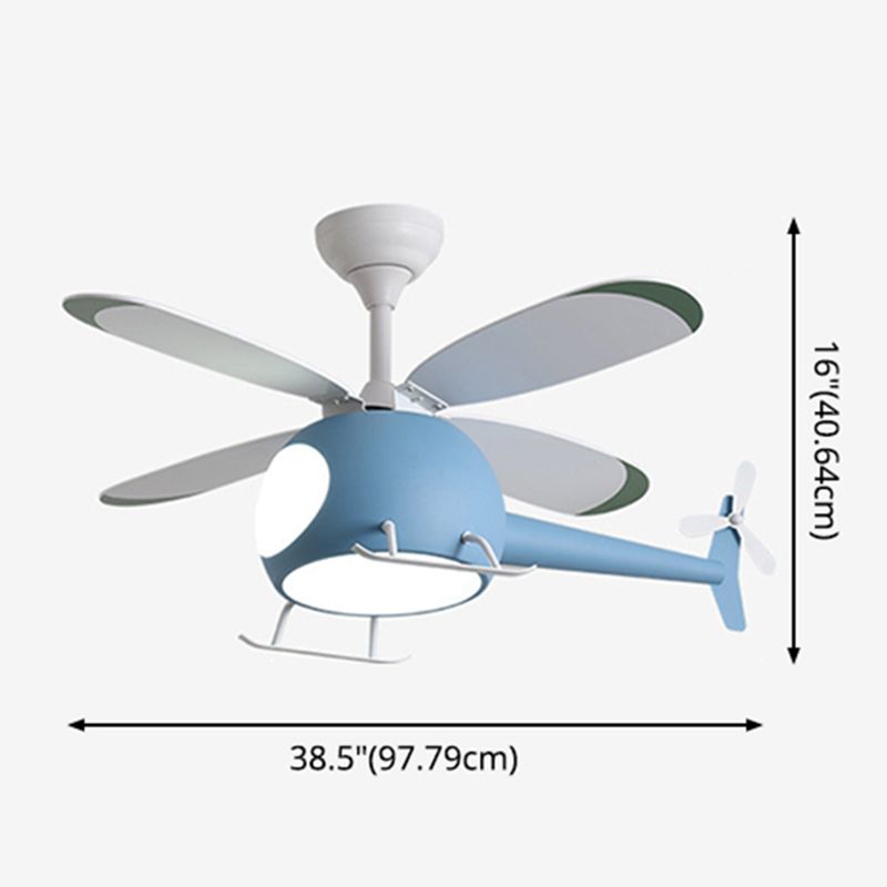 4-Blade Helicopter Pendant Fan Lighting Kids Style
