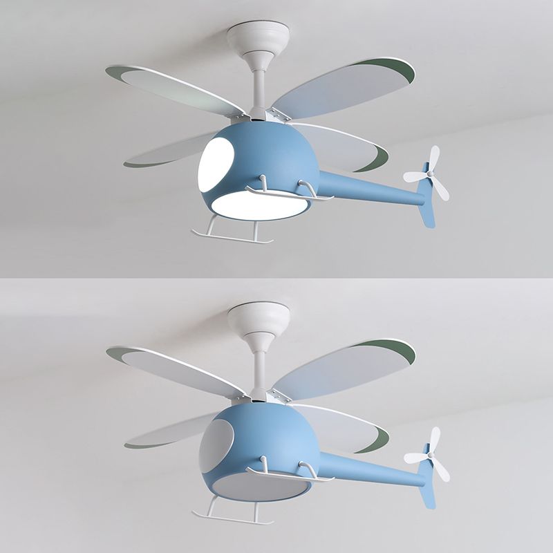 4-Blade Helicopter Pendant Fan Lighting Kids Style