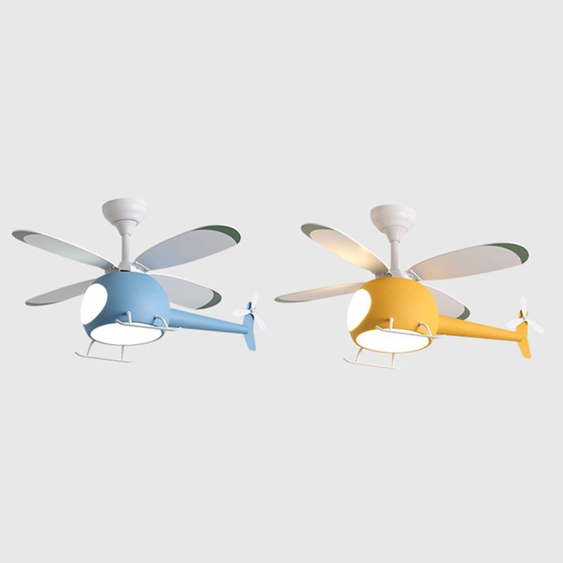 4-Blade Helicopter Pendant Fan Lighting Kids Style