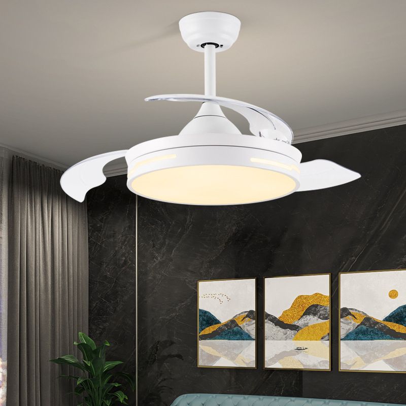 Drum Interior LED Ceiling Fan Fixture in Black / White