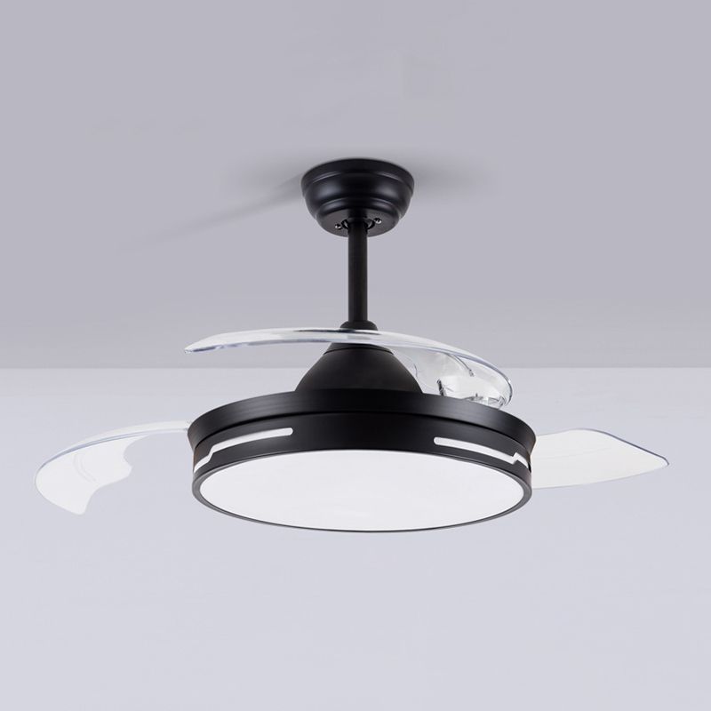 Drum Interior LED Ceiling Fan Fixture in Black / White